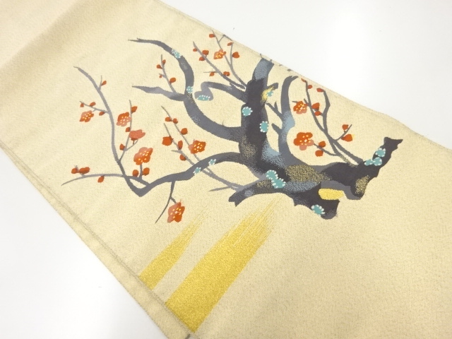 綴れ枝梅模様織出し名古屋帯